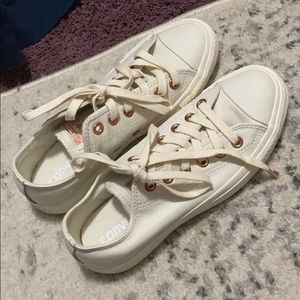 Rose Gold & White Leather Converse Shoes